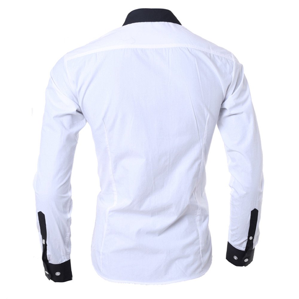 Men White Shirt Patchwork Social Dress Shirt Autumn Spring Solid Long Sleeve Slim Fit Male Top Office Casual Button Shirt 2021 5 Men White Shirt Patchwork Social Dress Shirt Autumn Spring Solid Long Sleeve Slim Fit Male Top Office Casual Button Shirt 2021 5